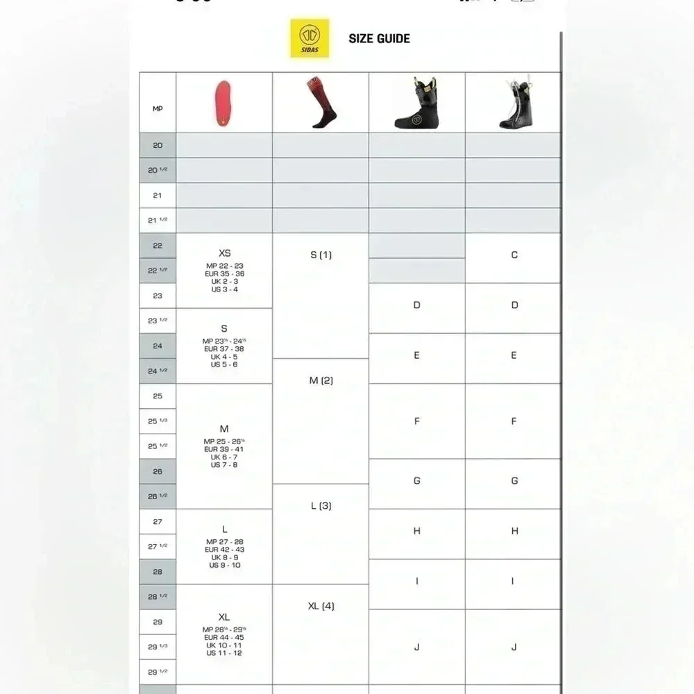 Ski boot liner Sidas insoles